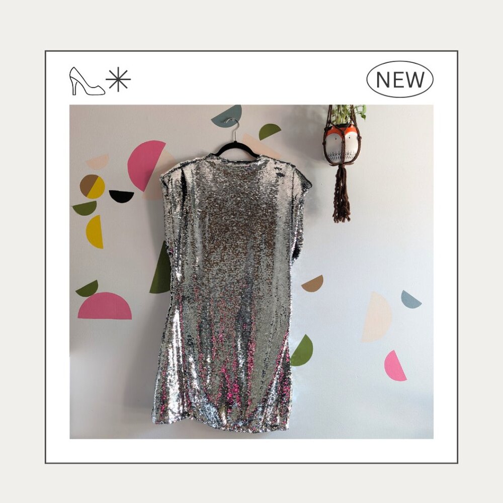Sequined Shoulder-Pad Dress